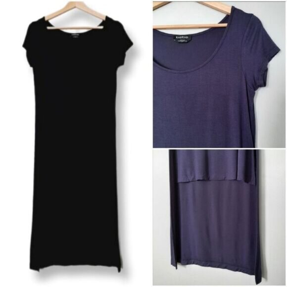 BEBE Long Hi-Low Hem T-shirt Tunic Top Short Sleeve Blue Sz XS - Picture 1 of 9